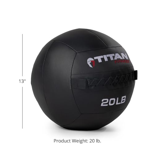Titan Fitness 20 LB Composite Wall Ball, Soft Shell Poly-Composite Laminate Cross Texture Non-Slip Grip, Tight Stitching, Medicine Ball for Core, Full-Body, Functional Workouts, Exercise Ball