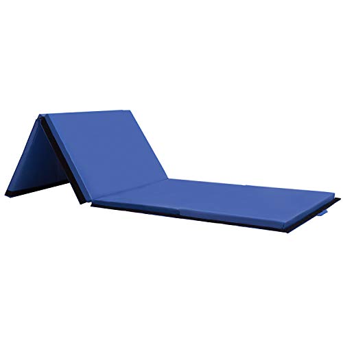 Gymnastics Tumbling Mat Portable Gymnastics Mat Foldable Tumbling Mat 2ft W 6ft L/4ft W 6ft L/4ft W 8ft L/4ft W 10ft Exercise Mat Yoga Mat with Carrying Handles for Yoga Gymnastics - color: Blue, size: 4ft W 10ft L