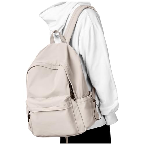 Middle School Backpack For Men Women Simple Backpack For College Students Aesthetic High School Bag Waterproof Bookbag For Teens Girls Boys（Beige） - color: A3-beige