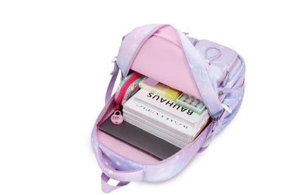 MOONBABY Girls Backpack, Kids Backpack for Girls, School bag for Primary Elementary Teenage, Middle School Students Bookbag - color: Purple Cherry Blossom