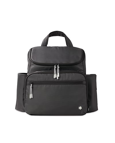 Skip Hop Diaper Bag Backpack with Portable Changing Pad Adjustable Pocket for 30 oz Tumblers 9 Total Pockets Insulated Packing Cubes Luggage Sleeve & Stroller Straps Fits a 14” Laptop Forma Next Black - color: Forma Next Black