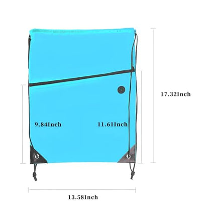 Lightweight Drawstring Backpack with 2 Compartments, Zip Pocket ECO Cinch Bags for Gym Travel, for Men Women (20, Blue) - color: Blue