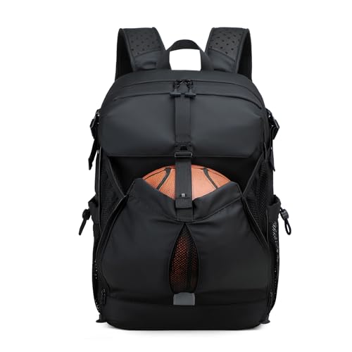 Basketball Backpack with Ball and Shoes Compartment Large Basketball Bag Backpack for Men Women Fit Volleyball, Soccer, Football, Sports Training Equipment Bags, Black - color: Black