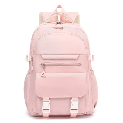 Kids High Middle School Backpack for Girls 5-12 Kawaii Travel Aesthetic Bookbag,Pink - color: Pink