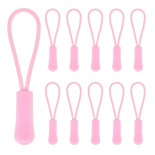 PATIKIL 2.6 Inch Zipper Pulls Replacement, 50 Pcs Nylon Cord Extension Zipper Pull Tab Tags for Handbag Backpacks Jackets Luggage Purses, Light Pink - color: Light Pink
