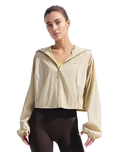 BENEUNDER Women's UPF 50+ Lightweight Sun Protection Jacket Athletic Short Hoodie - color: Camel, size: Large