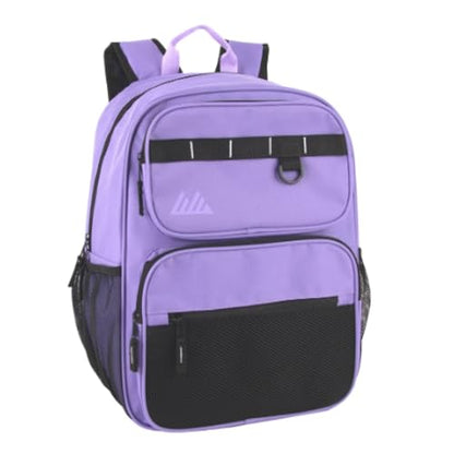 Summit Ridge Travel Backpack for Men and Women, Spacious Work Daypack with Water Bottle Pockets (Purple) - color: Purple