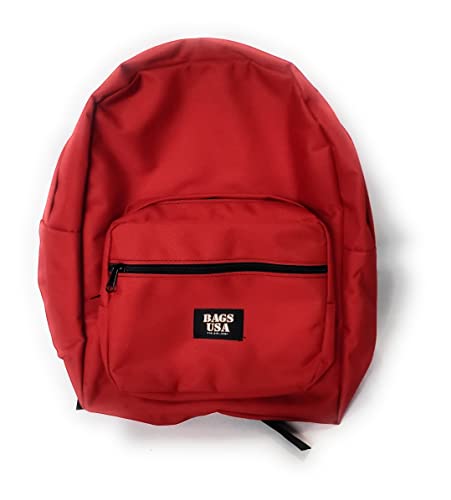 Backpack With Front Pockets To Carry Heavy Books,University Backpack With Padded Shoulder Straps Made in USA. (Red)