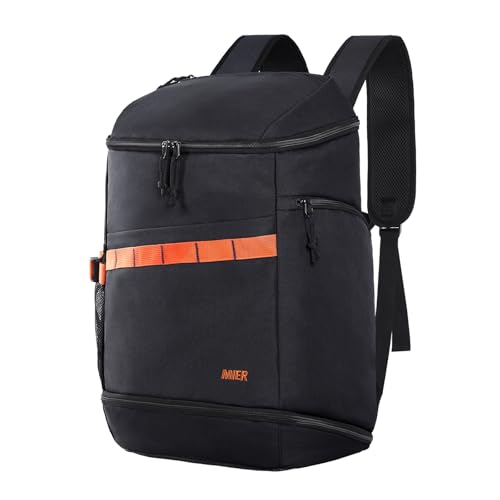 MIER Gym Backpack for Men and Women, 35L Basketball Backpack with Shoe Compartment & Wet Pocket, Waterproof Sports Bag for Travel and Workout - color: Black