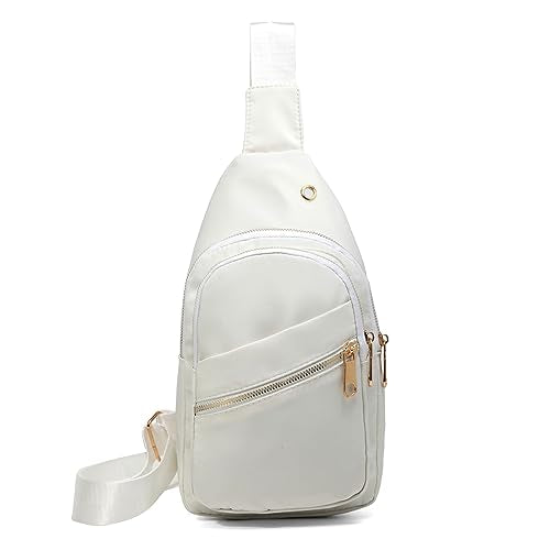EVANCARY Small Sling Bag Crossbody Bags for Women Men, Sling Backpack Chest Daypack Cross Body Bag for Travel Outdoor - color: White Beige