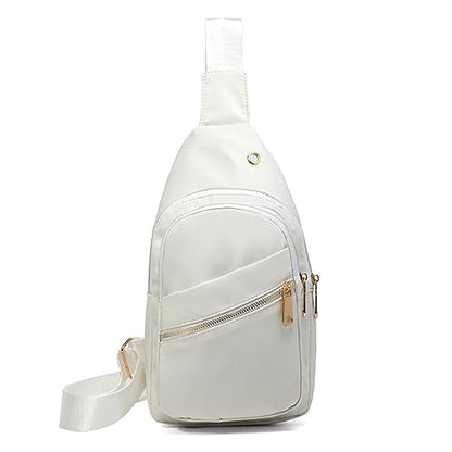 EVANCARY Small Sling Bag Crossbody Bags for Women Men, Sling Backpack Chest Daypack Cross Body Bag for Travel Outdoor - color: White Beige
