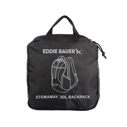 Eddie Bauer Stowaway Packable Backpack | Travel | Outdoor | Lightweight | Foldable | Durable | Ripstop Polyester | 30L - Onyx Black - color: Onyx, size: 30L