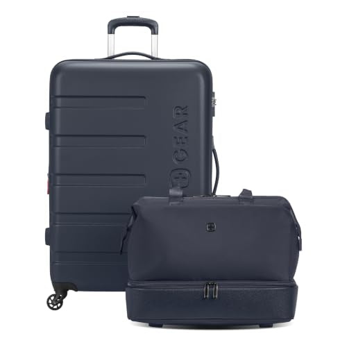 SwissGear 7366 Signature Hardside Expandable Luggage with Spinner Wheels and TSA Lock, Weekender Tote, Navy, 2-Piece Set (Weekender/27) - color: Navy, size: 2-Piece Set (Weekender/27")