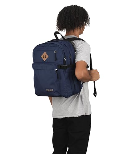 JanSport Main Campus Backpack - Travel or Work backpack w 15-Inch Laptop Sleeve and Dual Water Bottle Pockets, Navy - color: Navy