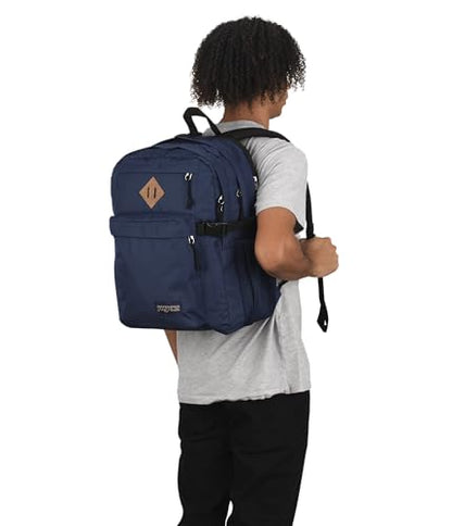 JanSport Main Campus Backpack - Travel or Work backpack w 15-Inch Laptop Sleeve and Dual Water Bottle Pockets, Navy - color: Navy