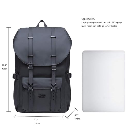 KAUKKO Laptop Outdoor Backpack Traveling Daypack Hiking Rucksack Large Capacity Bag Fits 15.6"(5-8-Black) - color: 5-8black