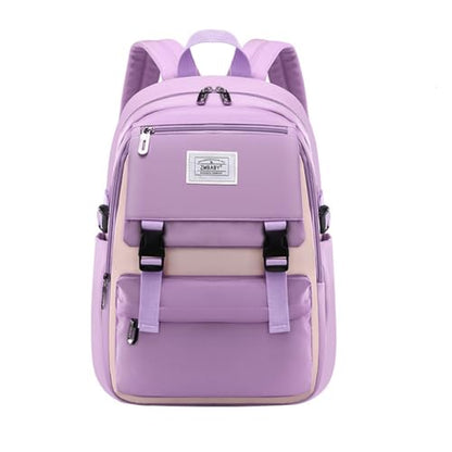 Kids Backpack Solid Color Girls Elementary Middle School Casual Daypack Lightweight Bookbag for Teens Travel Bag - color: Purple