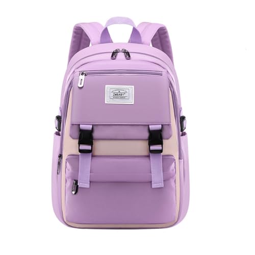 Kids Backpack Solid Color Girls Elementary Middle School Casual Daypack Lightweight Bookbag for Teens Travel Bag - color: Purple