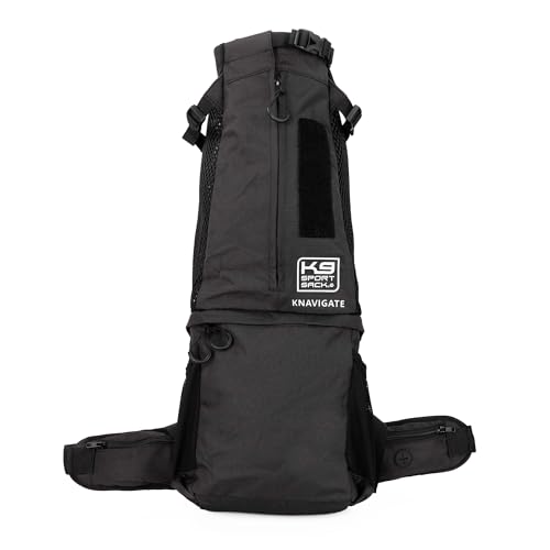 K9 Sport Sack Knavigate - Small, Midnight Black - Ideal for Dogs with 13-16” Back Length - Adjustable, Backpack-Style Carrier with Internal Frame & Padded Hip Belt - color: Midnight Black, size: Small