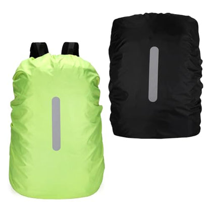 2 Pack Waterproof Backpack Rain Cover,Reflective Rucksack Rain Cover - Heavy-Duty Protection for Hiking, Camping,XL(65L - 75L) - color: black+green