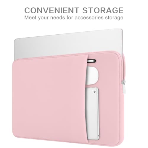 RAINYEAR 13 Inch Laptop Sleeve with Pocket & Accessories Pouch, Light Pink - color: Light Pink(Upgraded Version), size: 13"