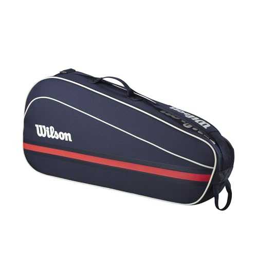 WILSON 2025 Team Tennis Racket Bags - color: Navy/Red, size: Holds up to 3 Rackets