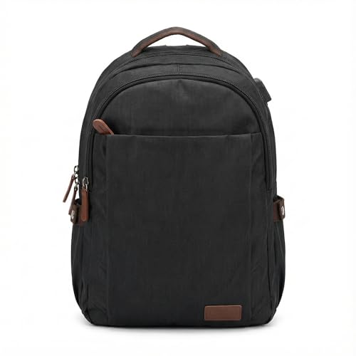 Travel Backpack Mens Business Laptop Bag with Multi-Pockets Minimalist Nylon Daypack Fits 16 Inch Notebook Casual Work Bag (BLK) - color: Blk
