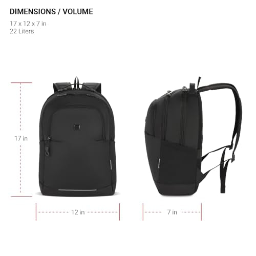 SwissGear Orientation Laptop Backpack, Black, 17"x12"x7" - color: Black, style: Orientation