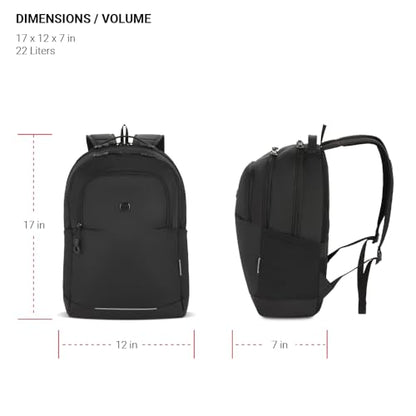 SwissGear Orientation Laptop Backpack, Black, 17"x12"x7" - color: Black, style: Orientation
