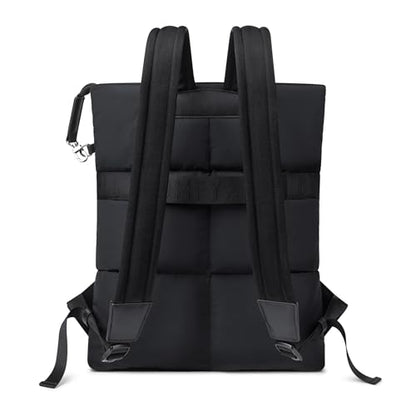 Comfyable Puffy Laptop Backpack for Men and Women, Everyday Computer Backpack Compatible with 16" MacBook Pro M4, Water-Resistant Daypack for Work, College, and Travel, PFAS Free, Black