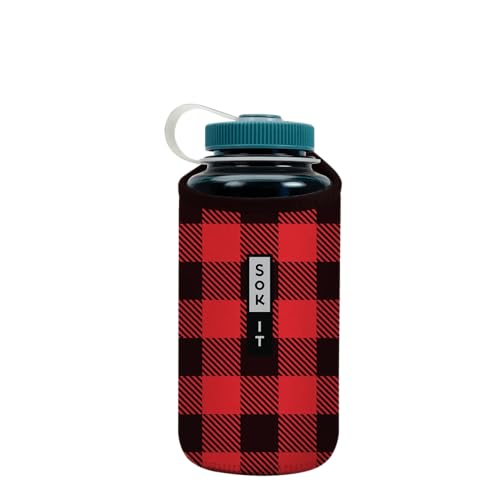 Sok It BotlSok Water Bottle Sleeve Insulated Neoprene Cover (Buffalo Check, Fits 32oz Nalgene) - color: Buffalo Check, size: Fits 32oz Nalgene