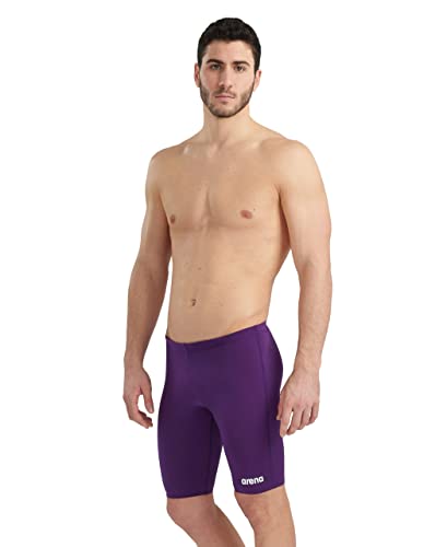 Arena Men's Team Colors Solid Swim Jammer MaxLife Athletic Swimwear Pool Training Swimsuit Competitive Swimming Bathing Suit - color: Plum/White, size: 28