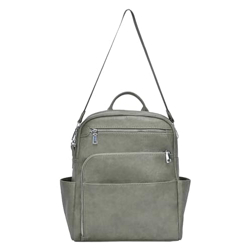 MMS Brands Antik Kraft Willa Vegan Leather Backpack (Olive) | Convertible Backpack Purse for Women | Vegan Leather Shoulder Bag | 13" L x 4" W x 14" H - color: Olive (Vegan Leather), size: Medium