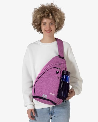 WATERFLY Sling Bag Crossbody Backpack: Over Shoulder Daypack Casual Cross Chest Side Pack - color: Purple 1