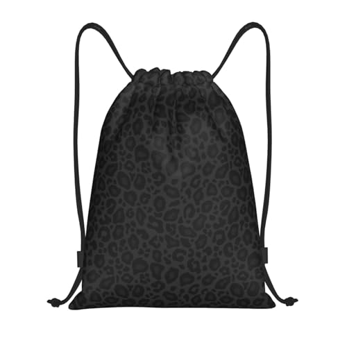 Gianlaima Black & Grey Leopard Drawstring Backpack & Gym Sack - Sport, Yoga, Dance & Travel Bag for Men & Women - color: Black25