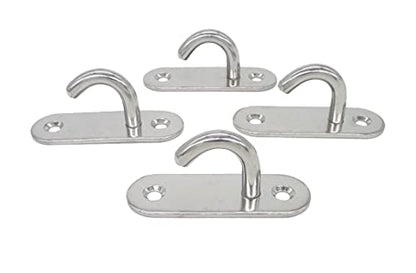Stainless Steel Ceiling Hooks & Wall Hangers - Heavy Duty M8 Screw Mount, Rust-Proof Anchor Straps for Garage, Outdoor, Storage (4-Pack) - size: M8 J Hook