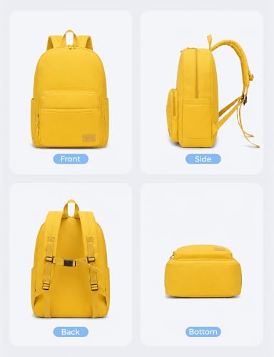 VASCHY School Backpacks, Lightweight Bookbag Schoolbag for Boys Girls Casual Basic Simple Daypack for Women Yellow - color: Yellow