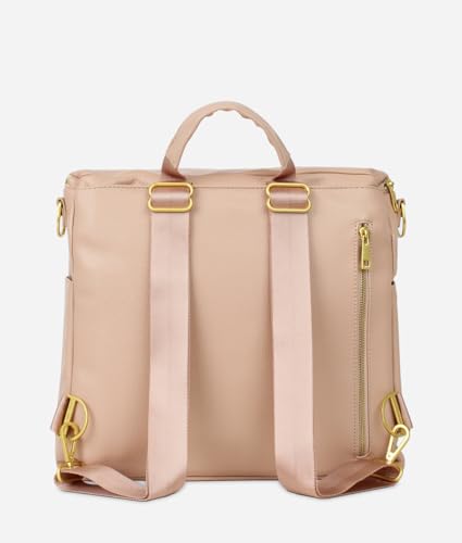 FAWN DESIGN The Original Diaper Bag, Faux Leather Diaper Bag Backpack, Vegan Leather, Large Capacity Baby Bag for Mom - color: Warm Blush