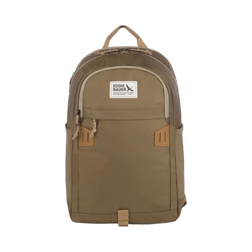 Eddie Bauer University Backpack 26L | Everyday Carry | Work | Travel | Commuter | Padded Laptop Sleeve | Stretch Bottle Pockets | Lightweight | Durable - Adler Green - color: University - Adler Green, size: 26L