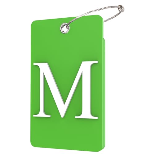 Gostwo 2 Pack Luggage Tags for Suitcases, 26 Initial Letter Travel Luggage Baggage Identification Labels ID Tag Fully Bendable Tags with Stainless Steel Loop (Green) (Letter M) - color: Green, size: Large M