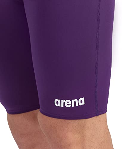 Arena Men's Team Colors Solid Swim Jammer MaxLife Athletic Swimwear Pool Training Swimsuit Competitive Swimming Bathing Suit - color: Plum/White, size: 22