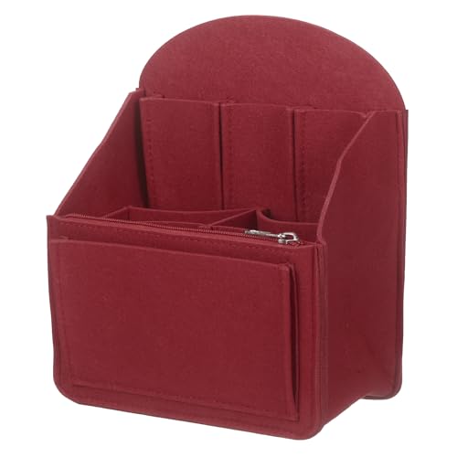 uxcell Purse Organizer Insert, Portable Felt Organizer Bags with Metal Zipper Multiple Compartments Purse Liner for Backpack Rucksack Handbag Shoulder Bag (7.7 x 4.7 x 10.4, Wine Red) - color: Wine Red, size: 7.7 x 4.7 x 10.4"