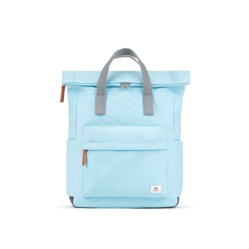 ORI LONDON Travel Backpack - Medium Nylon Rolltop Backpack for Men & Women with Multiple Pockets for Laptop, Phone, Keys, Wallet, Bottles - The Canfield, Canal, 16.5x11.8x4.7” - color: Canal