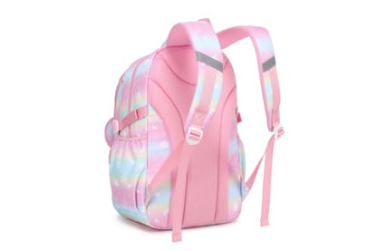 MOONBABY Girls Backpack, Kids Backpack for Girls, School bag for Primary Elementary Teenage, Middle School Students Bookbag - color: Pink Planet