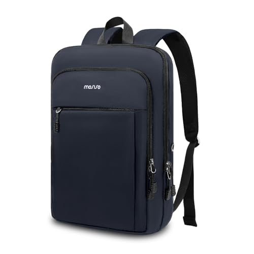 MOSISO Laptop Backpack for Men, Slim Lightweight Compact Computer Backpack for College Work Business Office Travel, 15.6 inch Waterproof Commute Laptop Bag Casual Daypack with Luggage Strap, Navy Blue - color: Navy Blue, size: 15.6 inch