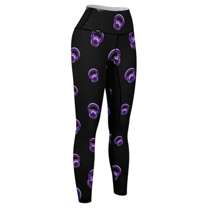 Purple Kettlebells Fitness Women's Yoga Pants High Waist Workout Leggings Tummy Control for Running Cycling - size: Small