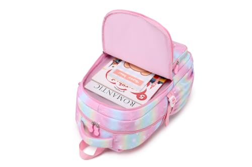 MOONBABY Girls Backpack, Kids Backpack for Girls, School bag for Primary Elementary Teenage, Middle School Students Bookbag - color: Pink Planet