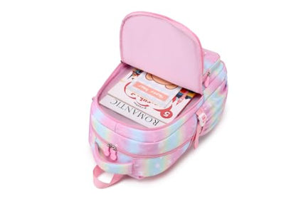 MOONBABY Girls Backpack, Kids Backpack for Girls, School bag for Primary Elementary Teenage, Middle School Students Bookbag - color: Pink Planet