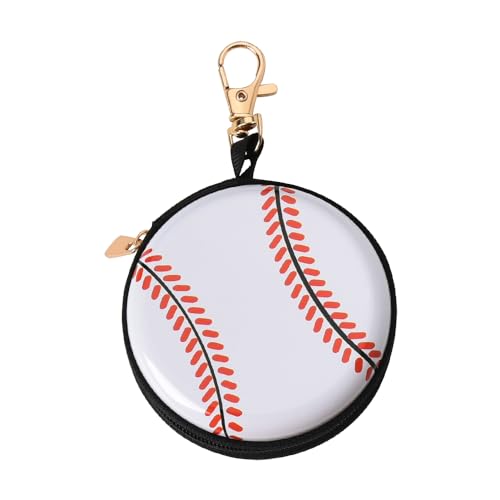 YALLNASL Soccer Basketball Volleyball Baseball Storage Bag Wallet Organizer Coin Pouch Keychain Case for Earplugs Earbuds Earphone - color: Baseball Keychain