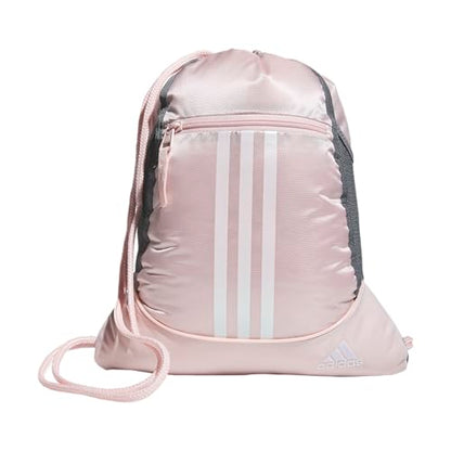 adidas Alliance Sackpack – Drawstring Backpack for Sports, Small Gym Bag, Sandy Pink/White/2, OSFA - color: Sandy Pink/White/2